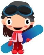 Girl with the blue snowboard clipart