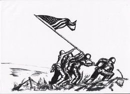Iwo Jima Flag Raising drawing