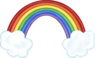 plasticine rainbow and two white clouds