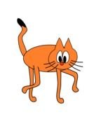 cartoon orange cat with black tip of tail