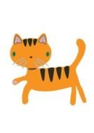 drawing of a red cat with black stripes on a white background