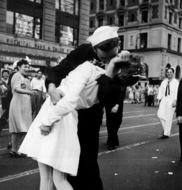 retro photo sailor kisses a girl
