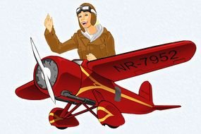 Amelia Earthart on the plane clipart