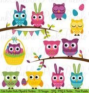 Easter Owl Clip Art N3