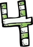 number 4 with green and white stripes