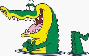 drawing of a happy crocodile in the water