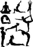 yoga in black silhouettes