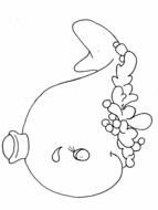 Black and white drawing of the cartoon whale clipart