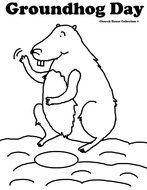 black and white picture groundhog for coloring