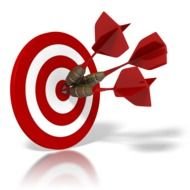 red darts in center of target, rendering