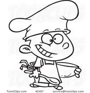 Black And White Cartoon Boy Drawing