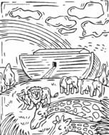 Black and white drawing of the beautiful landscape clipart