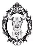 Black and white Deer Tattoo clipart