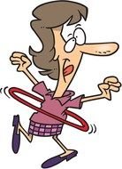 cartoon woman twirls hula hoop in the illustration