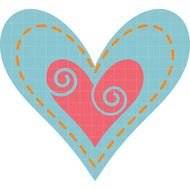 pink heart with a blue heart pattern