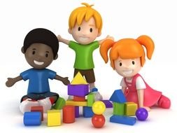 Kids Playing With Blocks as a picture for clipart