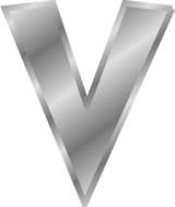 painted silver letter V