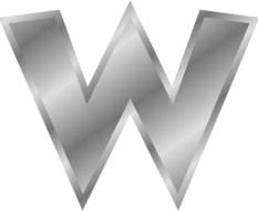 silver letter "W" as a picture for clipart