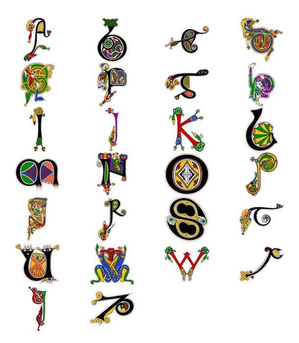 Book Of Kells Alphabet drawing