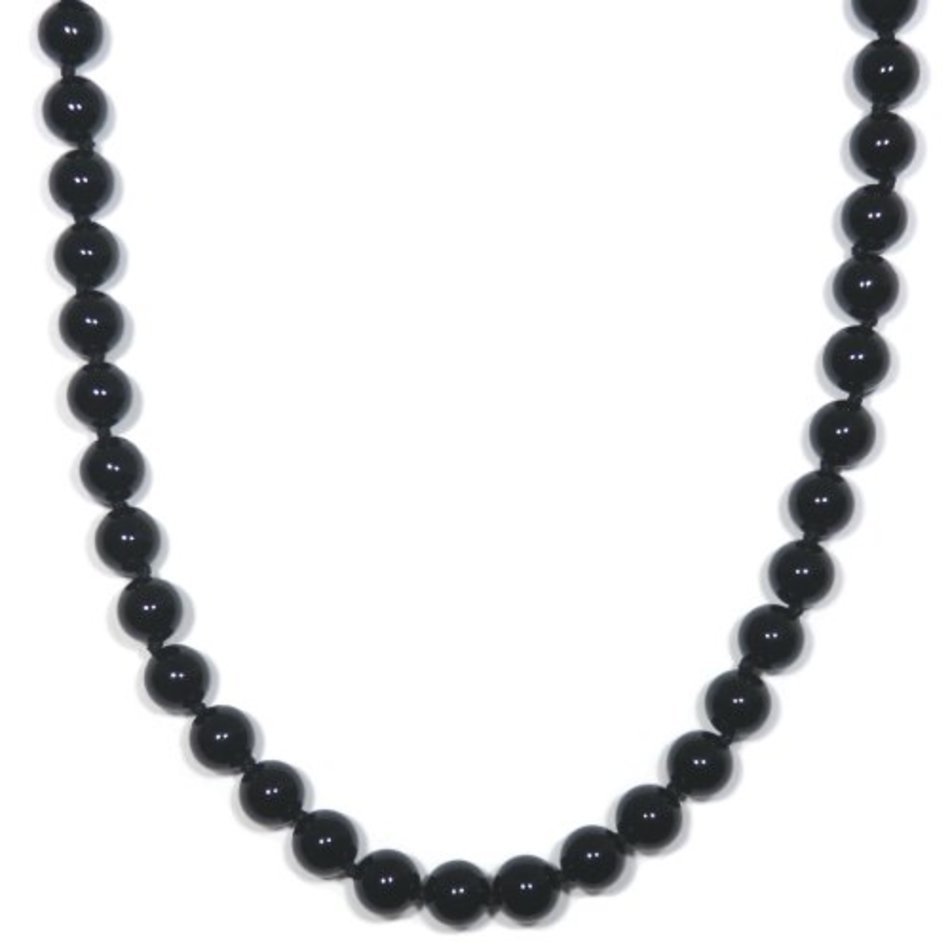 Valentines 2013 Sterling Silver 8mm Black Onyx Bead Necklace 24