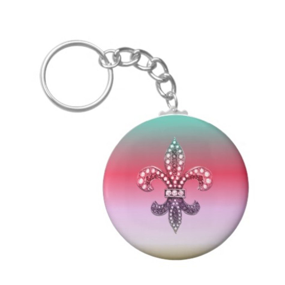 Fleur De Lis Flor New Orleans Multi Color Pink Keychains