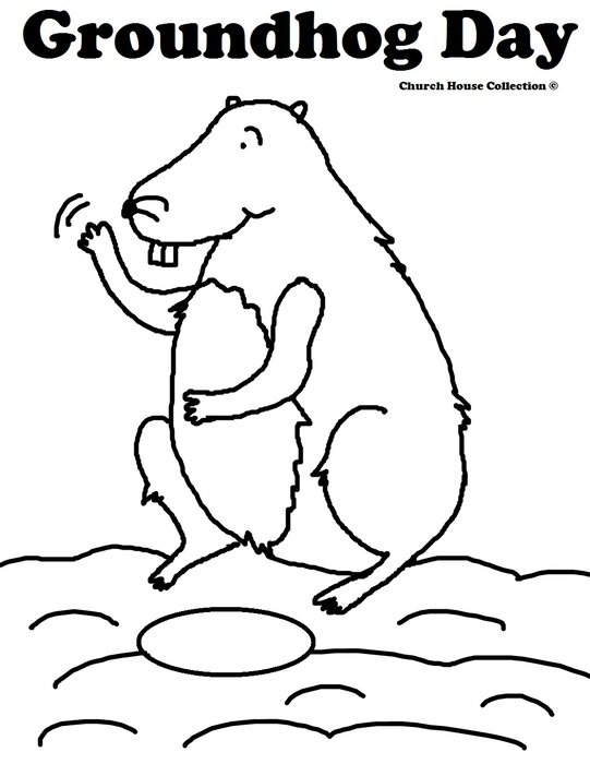 black and white picture groundhog for coloring