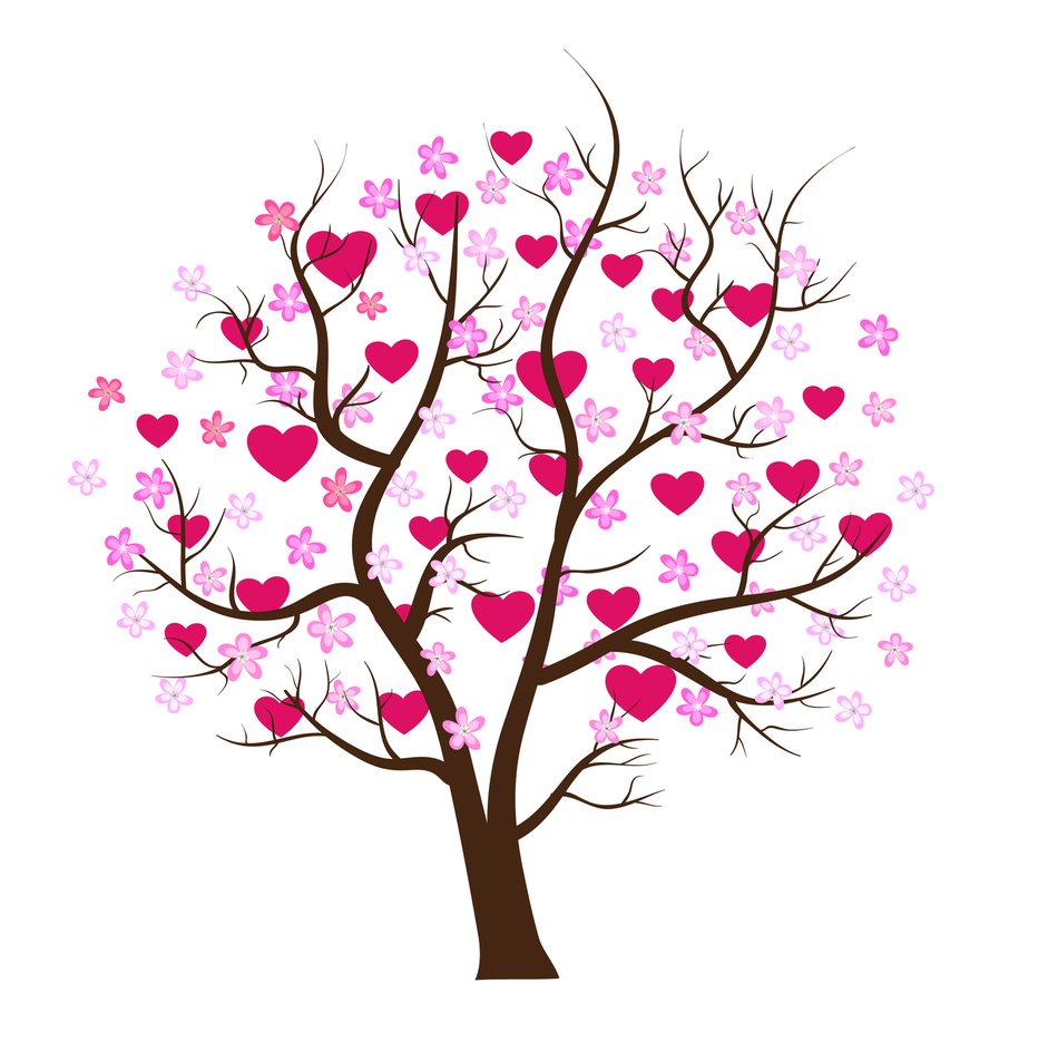 El Arbol Del Amor Cubierto De Corazones Tree Love And Hearts