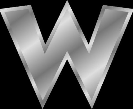 silver letter 'W' as a picture for clipart