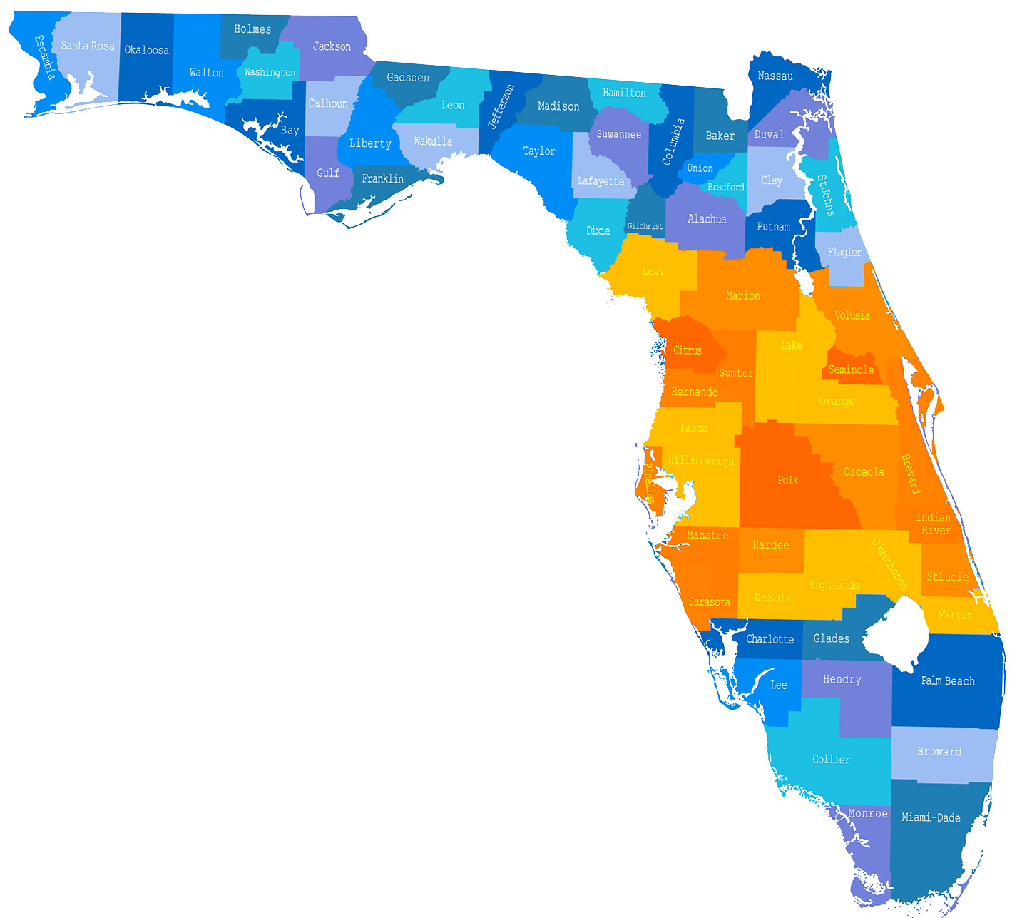 Florida County Map drawing free image download