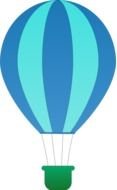 Hot Air Balloon with green basket, Clip Art