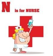 drawing of a funny man on a background of a red cross
