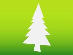 painted white christmas tree on a green background