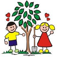 Kids Planting Trees Clip Art N3