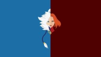 Crystal virgin and lina on a blue-red background