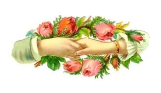 hands among flowers as a victorian image
