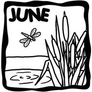 Black and white Clipart of June pond