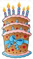 Illustrators Description Cartoon Cake With Big Ribbon Vector