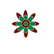 painted green burgundy flower