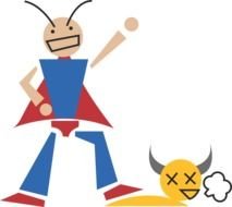 Cartoon Super Hero And Monster clipart