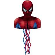 bust of Spider Man with colorful ribbons