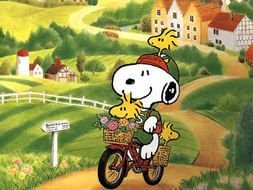 snoop on the bike like a cartoon character