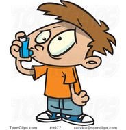 Asthma Inhaler Cartoon Asthmatic Boy Using An