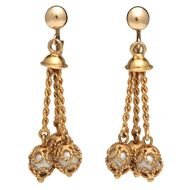 long golden Earrings with Pearl