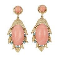 Gold earrings with turquoise and coral