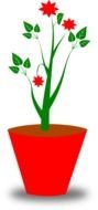 flower in a red flowerpot as a picture for clipart