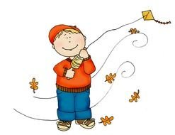 Autumn Kite Flying Boy drawing