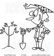 Black And White Cartoon Tree N2
