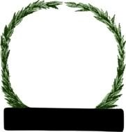 green wreath on a black stand