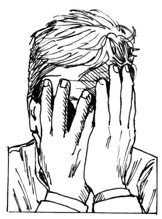 black and white portrait of a man with a closed face