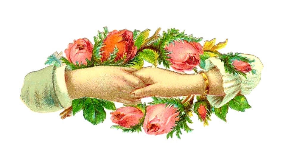 hands among flowers as a victorian image